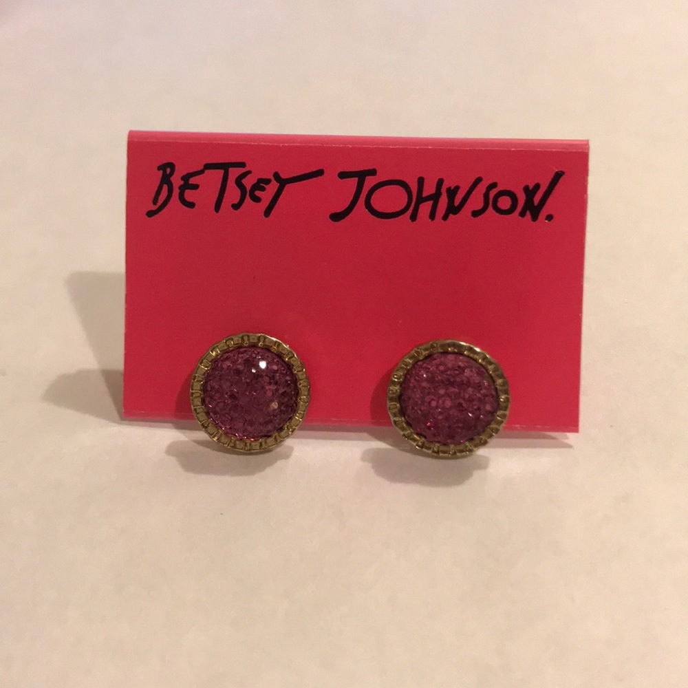 Betsey Johnson gold and pink stone earrings
